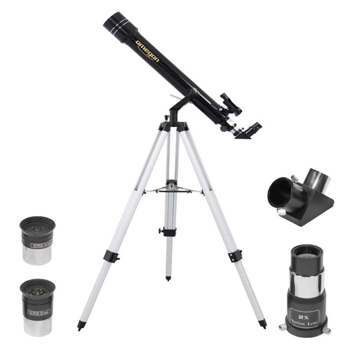 Lunette Astronomique Télescope Omegon 700-70 + Monture Azimutale Type B + Oculaires Super 10 et 20 + Barlow