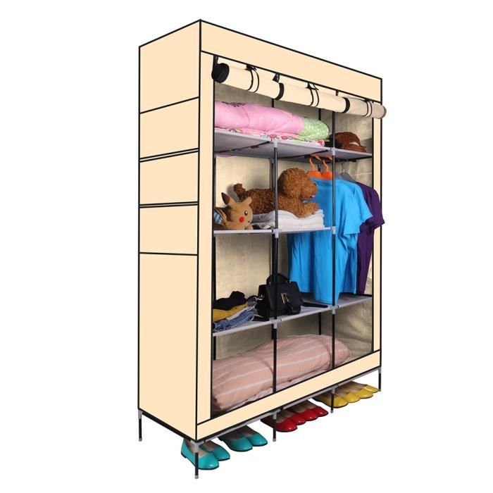 Armoire de Rangement Penderie de Vêtement， Étagères Placard de Stokage