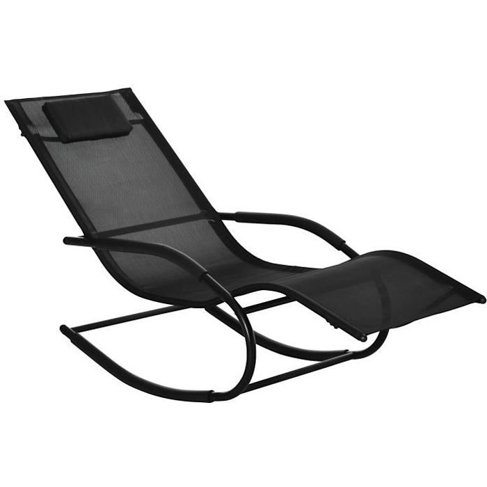 chaise longue à bascule - outsunny - contemporain - métal - noir