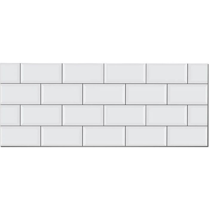 PANORAMA  Cr&eacute;dence Adh&eacute;sive Cuisine Tuile de Brique Blanche 60x100 cm - Cr&eacute;dence Adh&eacute;sive pour Cuisine - Protege Mur Cuisine 