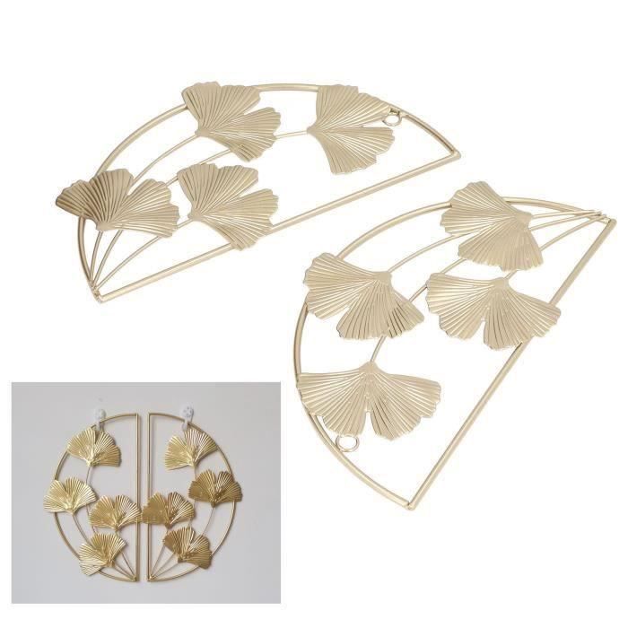 Décoration Murale En Métal Feuilles Dorées - Sculpture Moderne Pour Salon, Chambre, Bureau - Ornement Grand Format
