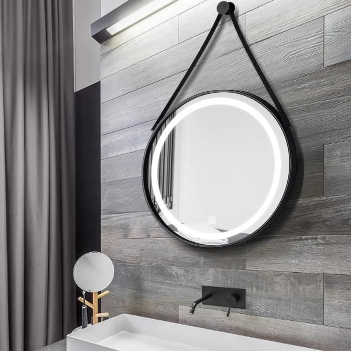 Miroir De Salle De Bain Rond Led 60 Cm, Anti Buée Lumière