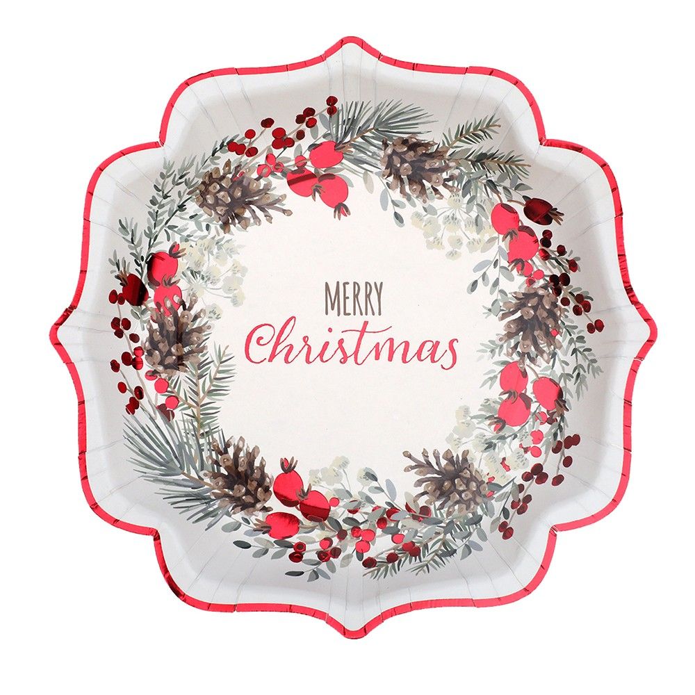 Assiette carton Noël en rouge Champêtre nature Merry Christmas 21cm (x10)  REF/7683 - Cdiscount Maison