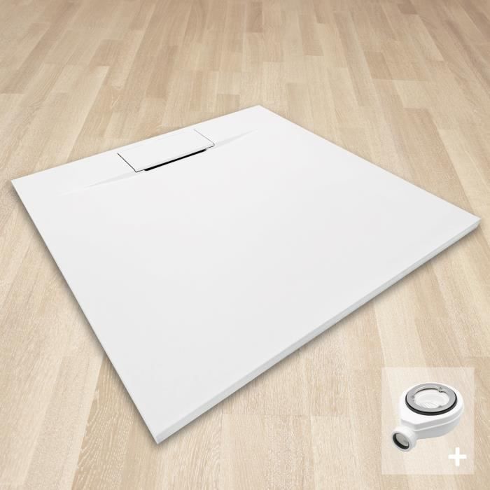 Receveur De Douche Extra-plat 100x80 Cm – Pierre Blanc, Neuf