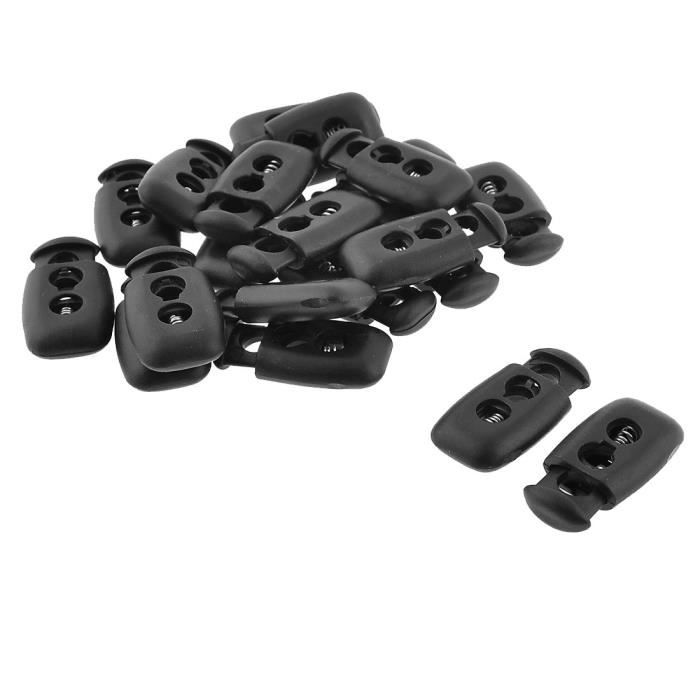 9 Serrures De Cordon à Ressort En Plastique Noir - Pour Vêtement, Sac, Lacet (trou 6mm, Taille 26x12mm)