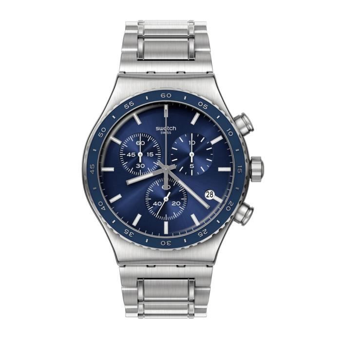 Bracelet acier homme - SWATCH - Montre Tissot New Irony Chrono Cobalt Lagoon acier - Couleur de la matière:Blanc