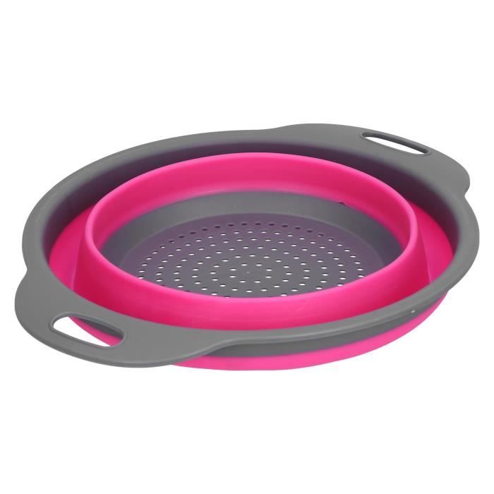 Passoire Pliable En Silicone - Gris, Avec Poignées - Pour Légumes, Fruits, Pâtes - Gain De Place, Va Au Lave-vaisselle