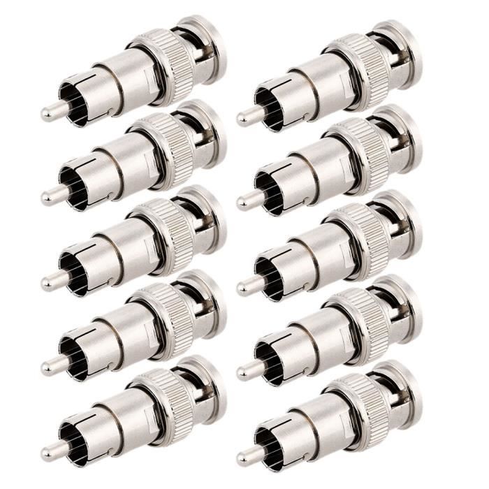 KKmoon BNC Mâle à Phono RCA Adaptateur Mâle Kit 10pcs Pour Les