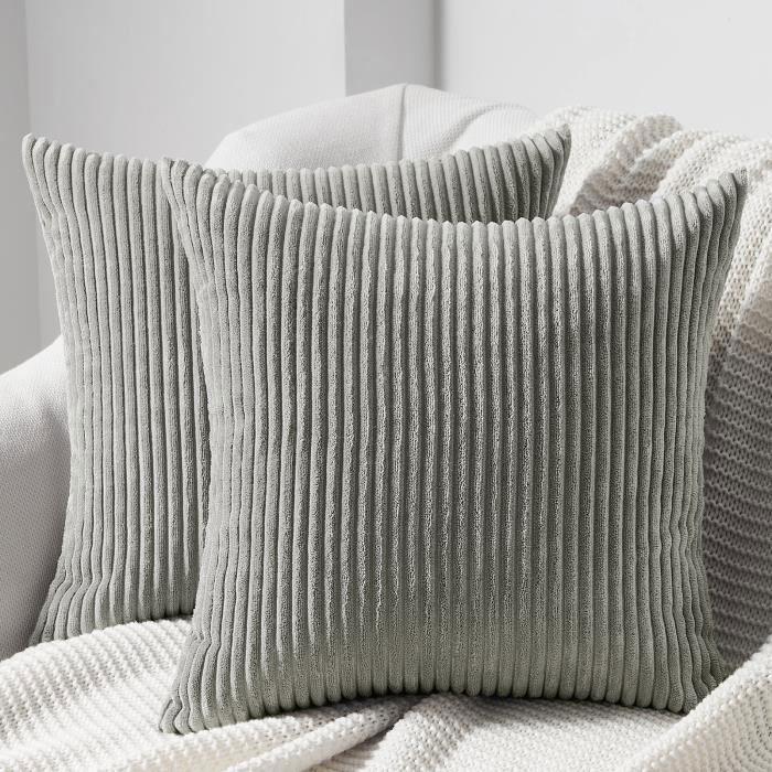 Set de 2 taies d'oreiller 40 x 40 cm en velours côtelé pour canapé, housse de coussin