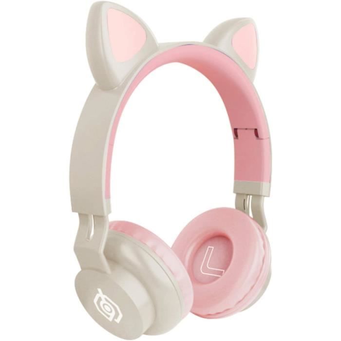 Casque Audio Enfant, Ecouteurs Bluetooth sans Fil avec Microphone,  Oreillette stéréo Pliable -Or rose : : High-Tech