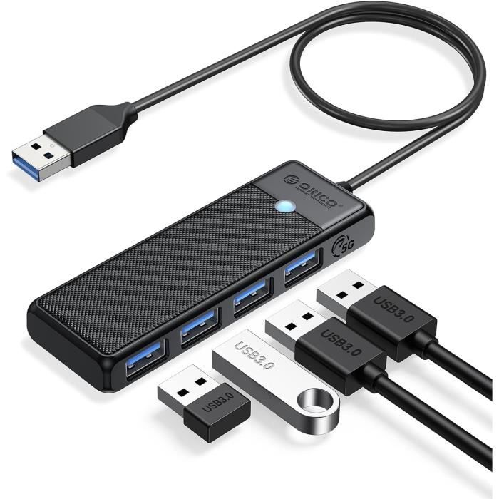 SABRENT Hub USB 4 Ports Pivotant - 90°/180° Pour PC/Mac