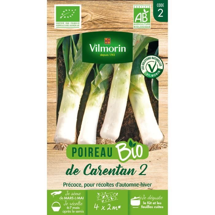 Graines potagères - VILMORIN - Poireau de Carentan 2 bio - Précoce - Rustique - Gros fût