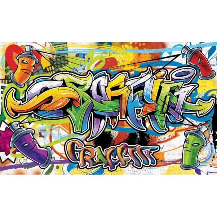 Papier peint Street art Purple Graffiti 150x105 cm - Papier peint panoramique - Intissé