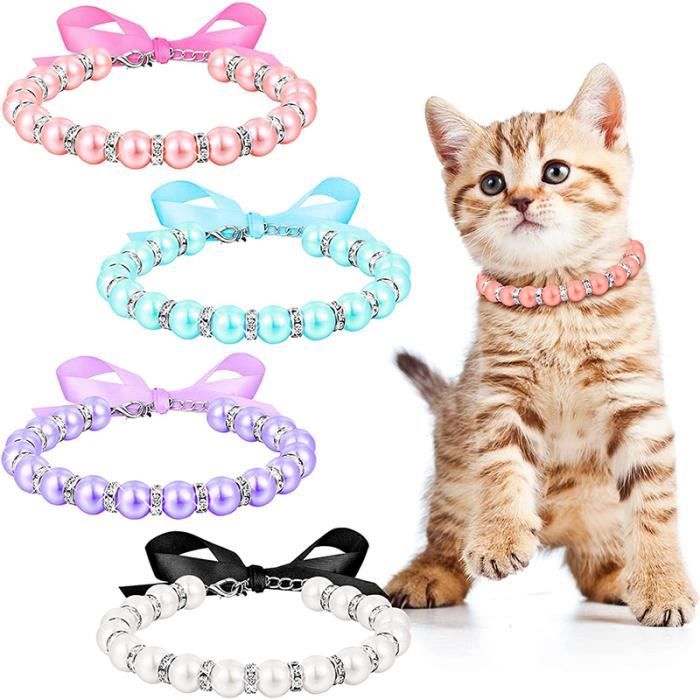 Meilleurs prix pour Lot de 4 colliers de perles pour animaux de compagnie,WOVTE Collier pour chien,Collier pour animaux de compagnie (multicolore)