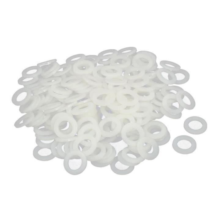 100 Rondelles Plates Nylon M8 X 16mm – Isolation étanchéité, Blanc/gris (Uxcell)