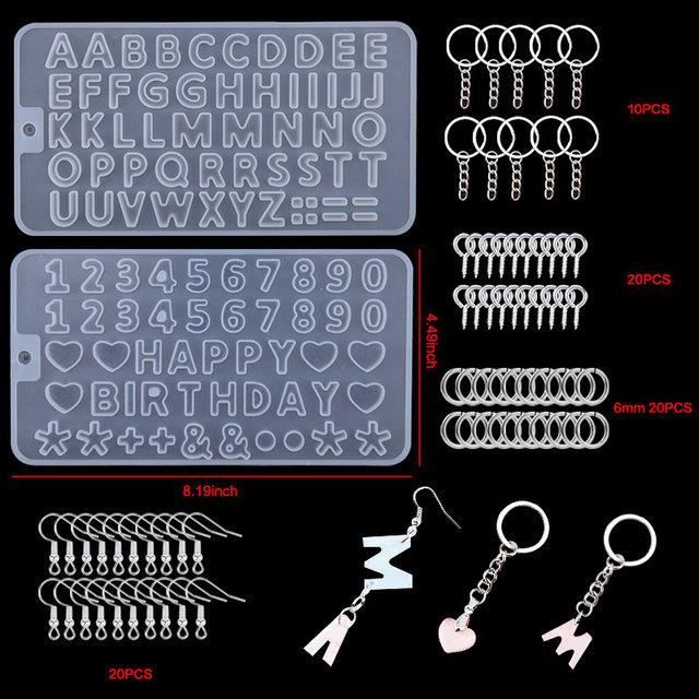 Lot De Moules En Silicone Transparent Pour Résine époxy, Formes Géométriques, Pour Bijoux, Pendentifs, Porte-clés, Avec Accessoires