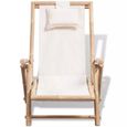 Chaise d'extérieur en bambou - Blanc - 62 x 86 x (71-91) cm-1