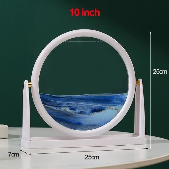 SXTYYH Peinture De Sable Qui Coule 3D, Apaisant Mouvement Liquide Sablier Decoratif, Cadre Sable Mouvant Des Profondeurs Marines De Bureau Présentoir Rond En Verre(Blue,White frame SXTYYH Peinture De Sable Qui Coule 3D, Apaisant Mouvement Liquide Sablier Decoratif, Cadre Sable Mouvant Des Profondeurs Marines De Bureau Présentoir Rond En Verre(Blue,White frame