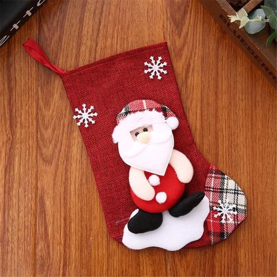 Com-four® 3X Santa Claus Bas XL Garnir - Chaussettes De Noël à Accrocher - Bottine Velours Du