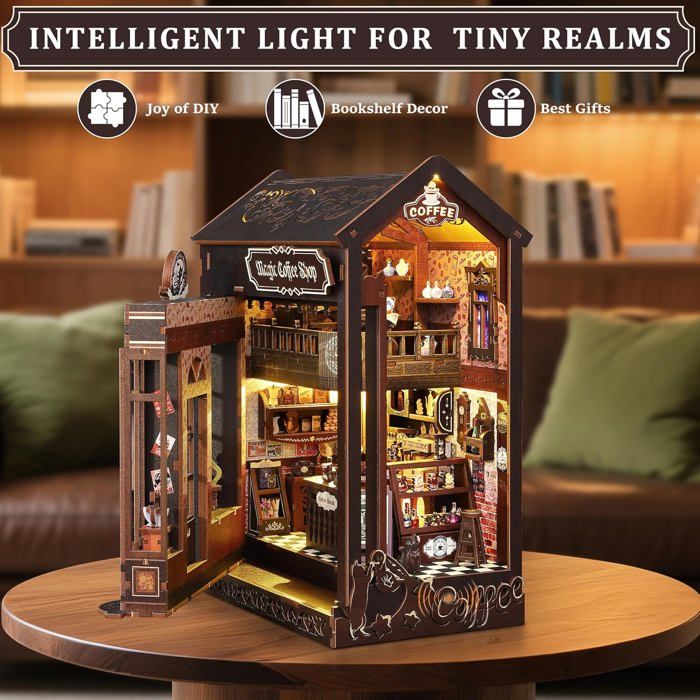 Quanquer – Book Nook Avec Bibliothèque Miniature – Kit DIY 3D Avec LED Pour Adultes Dès 14 Ans