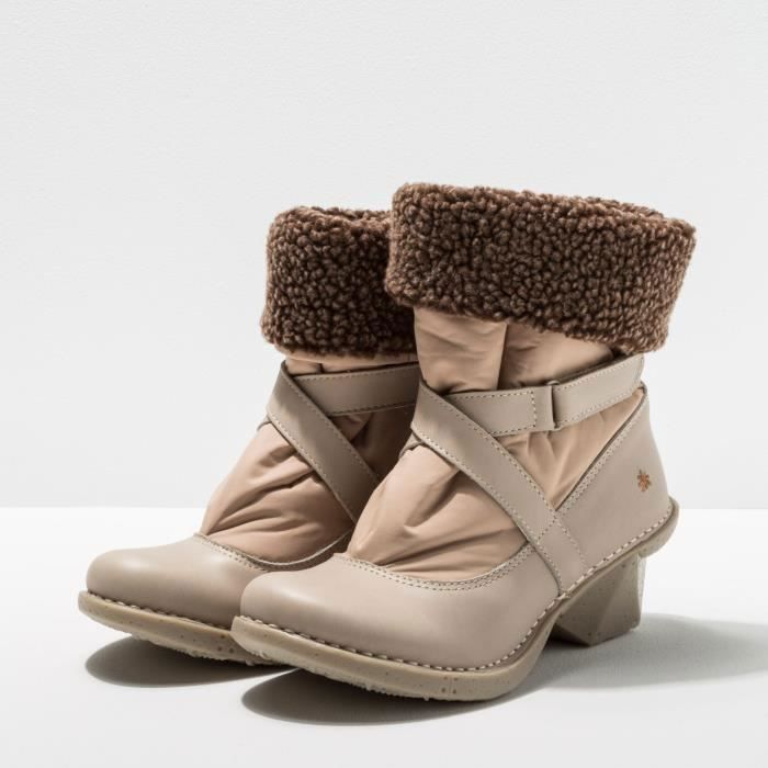 Bottines Femme Art 1215 Grass Waxednylon Sesame Lacets