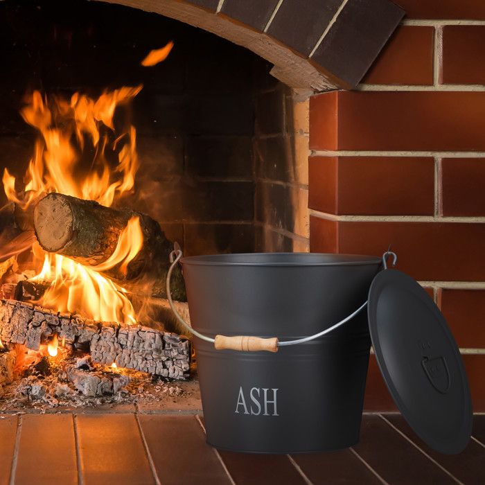 Bac à Cendres Avec Pelle, Acier, Cheminée Et Four, HxLxP: 35,5 X 23 X 9 Cm Compartiment Charbon Anthracite Relaxdays 86472757