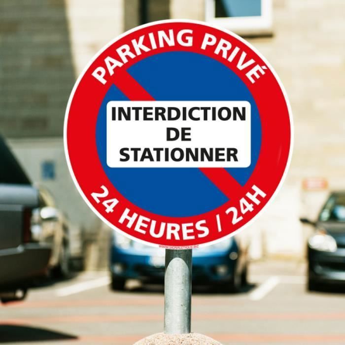 Cartello Segnaletico "Divieto Di Sosta - Parcheggio Privato" 230 Mm – Scegli Materiale: PVC 1,5mm O Alluminio Dibond 3mm, Fabbricazione Francese