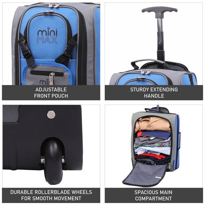 Aerolite MiniMAX 20L Ryanair 40x20x25 Taille Bagage Main en Cabine sous Le siEge Sac Dos roulettes Sac Main en Cabine avec Bleue