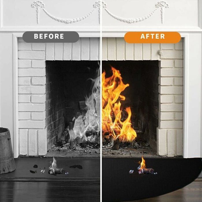 Tapis Ignifuge Pour Cheminée Et Barbecue - 102x50 Cm, Silicone Fibre De Verre, Protection Sol Contre étincelles Et Chaleur
