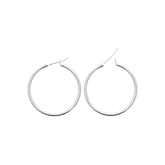 Boucles D'oreilles Créoles Argent Massif 925 - Rondes 3cm, Bijouxia, Neuves