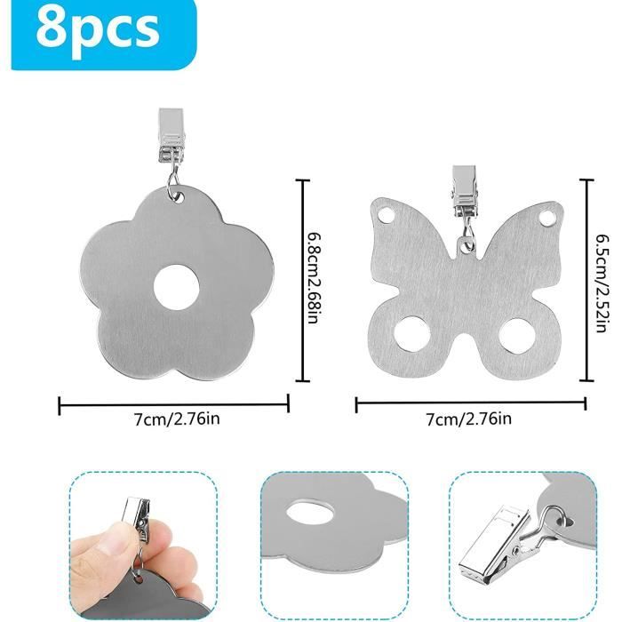 8 Poids De Nappe En Marbre étoile - Pinces En Inox Pour Fixer Nappes Extérieures, Pique-nique