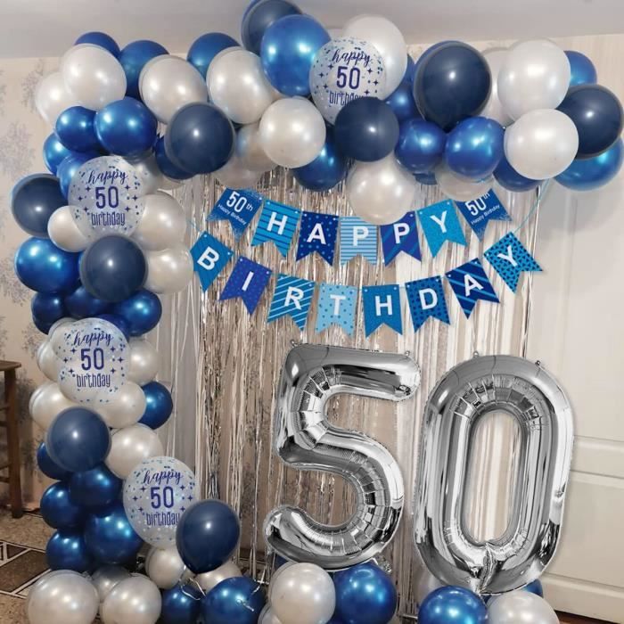 Anniversaire 50 ans : déco de fête, bougies et ballons chiffres