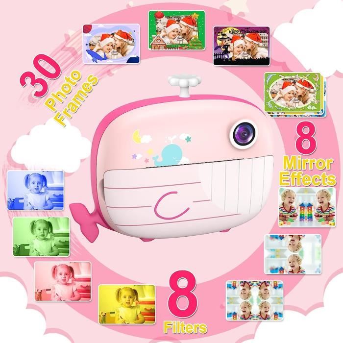 Rôles rose-2 - Appareil Photo Numérique Instantané Pour Enfants, 1080p, Avec Papier Imprimé Rôles rose-2 - Appareil Photo Numérique Instantané Pour Enfants, 1080p, Avec Papier Imprimé