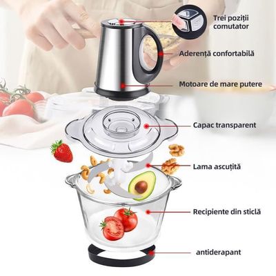 Hachoir 200w Hachoir électrique La Rêveuse 450ml - 200W Pour Hacher, Mixer Et Préparer Aliments - Gris Foncé Coupe Legumes Multifonctions