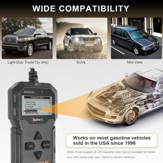 Valise Diagnostic Auto OBD2 Français - Lecteur De Codes Panne Moteur - Compatible BMW, Audi, Peugeot, VW Et Plus - 3