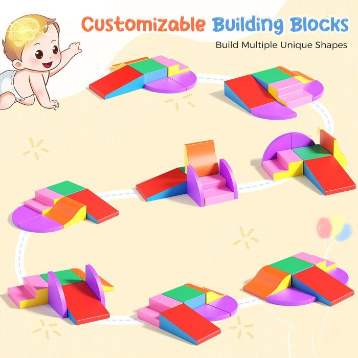 Parcours Motricité Bébé 4 Pièces En Mousse – Blocs D'escalade Soft Play, Coin Grimpeur, Rectangle, Marche Et éventail – Gris Et Blanc
