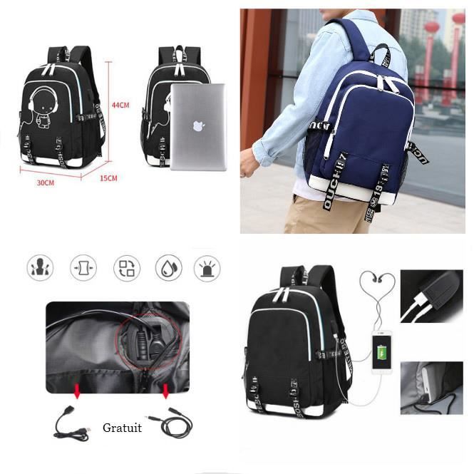 DJ Marshmello Marshmallow Sac dos de chargement USB Sac dos