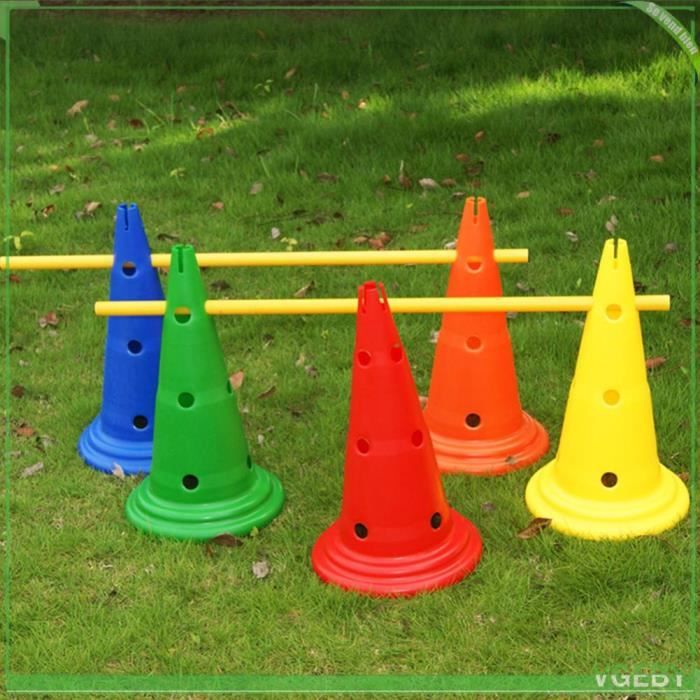 10 Cônes D'Entraînement De Football Socobeta - Marqueurs D'Exercice Plastique Rouge Vif Pour Terrain