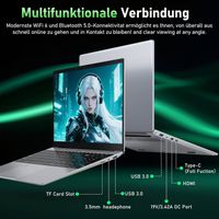 FUNYET Ordinateur Portable 15.6" - Processeur AMD R7-5700U, 32 Go RAM, 1 To SSD, écran FHD 1920x1080 - Clavier Rétroéclairé, Empreinte Digitale, WiFi 5, Bluetooth 5.0 - 4