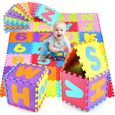 HOMFA Puzzle Tapis de Jeu Enfant en Mousse EVA, Dalle Mousse Bébé avec Certification EN71, 36 Carrés Colorés avec Lettres et Chiffre-0