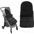 Chancelière universelle pour poussette,  housse de siège en coton pour poussette de bébé, sac de couchage,chaude, couvre-jambe Noir-0