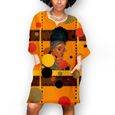 Mini-robe décontractée à manches longues et à manches longues à imprimé africain   LIX201208621ORS-0