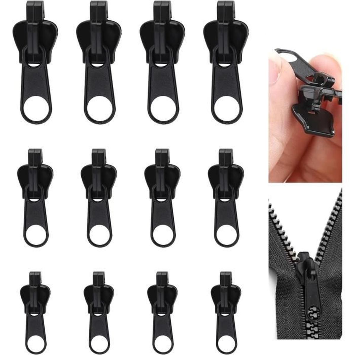 10pcs Métal Tirette Fermeture Eclair Remplacement, Alliage de Zinc Kit 10pcs Métal Tirette Fermeture Eclair Remplacement, Alliage de Zinc Kit