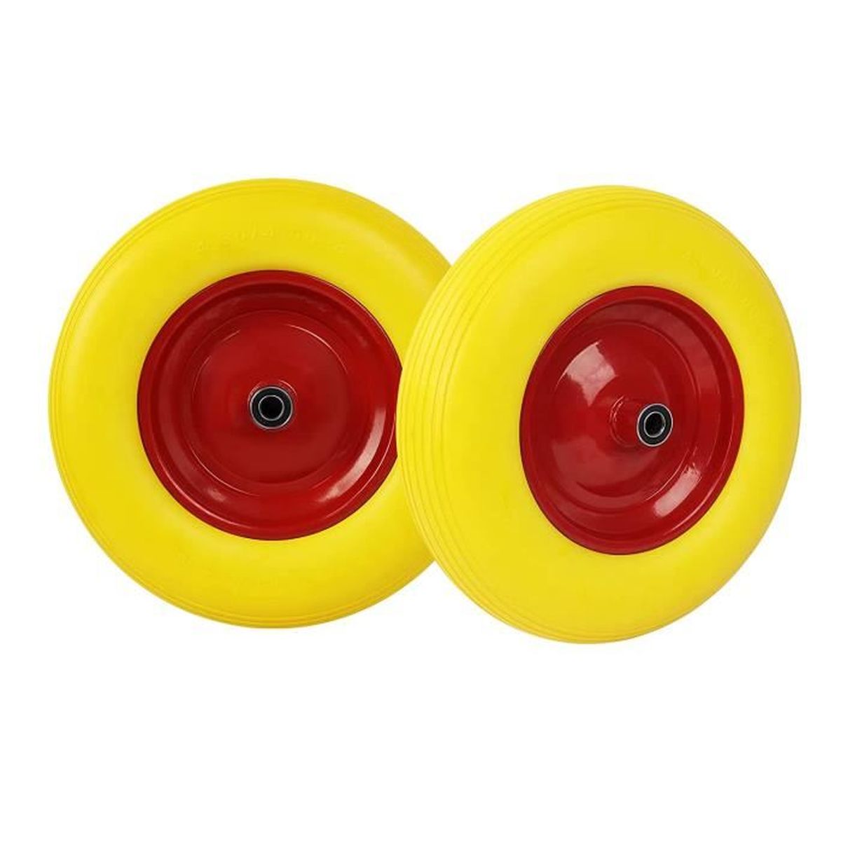 Roue De Brouette Increvable 4.00-8 - Caoutchouc PU Plein, Jante Acier Rouge, Essieu 12mm, Capacité 100kg