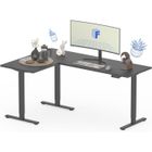 FLEXISPOT Bureau Assis Debout d'angle 180x120 cm, Bureau en L avec 3 Pieds, Bureau Électrique Réglable avec 4 Boutons Mémoire,Noir
