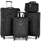 DAVID JONES Lot de 3 valises souples plus 1 vanity - Noir - BA50304