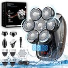 FOSMET Rasoir Electriques Hommes, 5 en 1 Rasoirs à Têtes Rotatives, Écran LED, 7D Tondeuse à Barbe, Nez, Cheveux, IPX7 Étanche