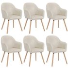 Chaises WOLTU – Contemporain, velours & bois, crème (Lot de 6)