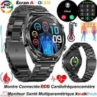 XTRADITECH Montre Connectée ECG Moniteur Santé Multiparamétrique Grand Écran AMOLED 1,508″ Bracelet Acier Inox Boîtier Alliage Rond