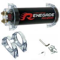 RENEGADE RX1200 power cap condensateur audio 1,2 farad pour systèmes jusqu'à 1200 watts rms 1 2 3 4 5 10 voiture spl noir, 1 pièce